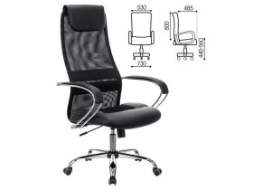Кресло офисное BRABIX PREMIUM Stalker EX-608 CH, хром, ткань-сетка/кожзам, черное в Чумаково - chumakovo.mebel-nsk.ru | фото