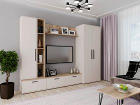 Модульная стенка Верона (сатин/дуб крафт серый) в Чумаково - chumakovo.mebel-nsk.ru | фото