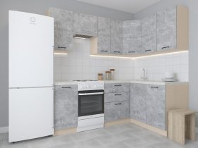 Модульная угловая кухня 1,4м*2,1м Лада (цемент) в Чумаково - chumakovo.mebel-nsk.ru | фото