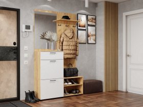 Прихожая Монтана (дуб крафт золотой/белый) в Чумаково - chumakovo.mebel-nsk.ru | фото