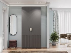 Шкаф двухстворчатый Эккервуд (Нью) (графит) в Чумаково - chumakovo.mebel-nsk.ru | фото