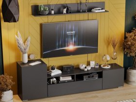 Стенка «Сильвия» (графит серый) в Чумаково - chumakovo.mebel-nsk.ru | фото